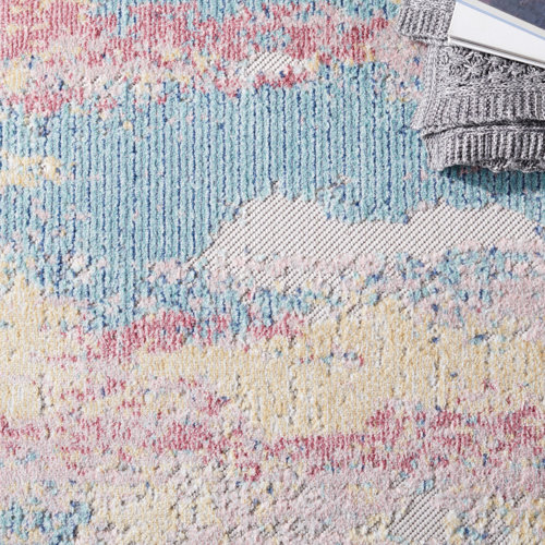 Wrought Studio Clerkin Aqua/Pink Indoor/Outdoor Rug Wayfair